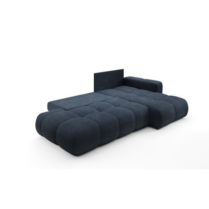 ALMADA Right-hand L-shaped Upholstered Corner Sofa Bed with Storage, Blue