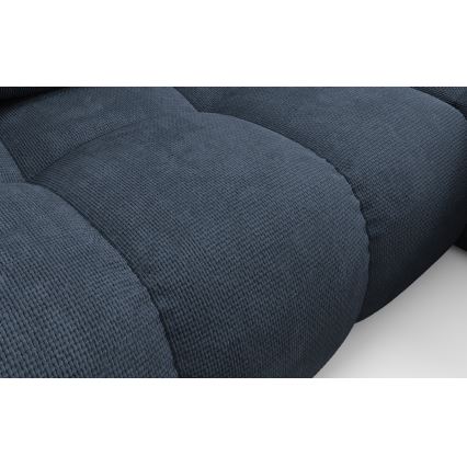 ALMADA Right-hand L-shaped Upholstered Corner Sofa Bed with Storage, Blue