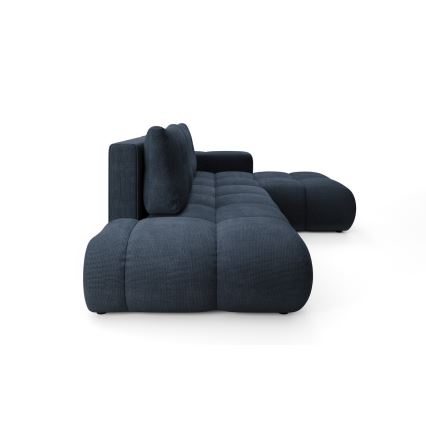 ALMADA Right-hand L-shaped Upholstered Corner Sofa Bed with Storage, Blue