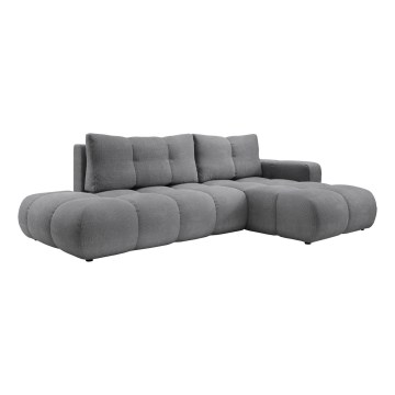 ALMADA Right-hand L-shaped Upholstered Corner Sofa Bed with Storage, Gray
