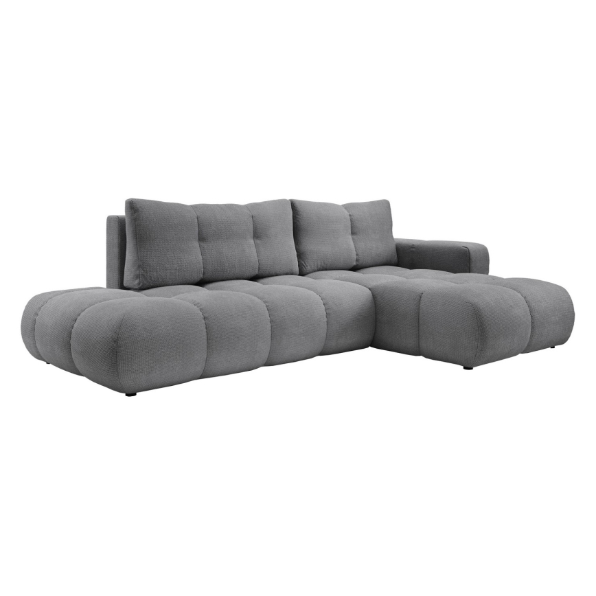 ALMADA Right-hand L-shaped Upholstered Corner Sofa Bed with Storage, Grey