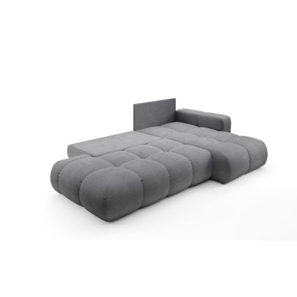 ALMADA Right-hand L-shaped Upholstered Corner Sofa Bed with Storage, Grey