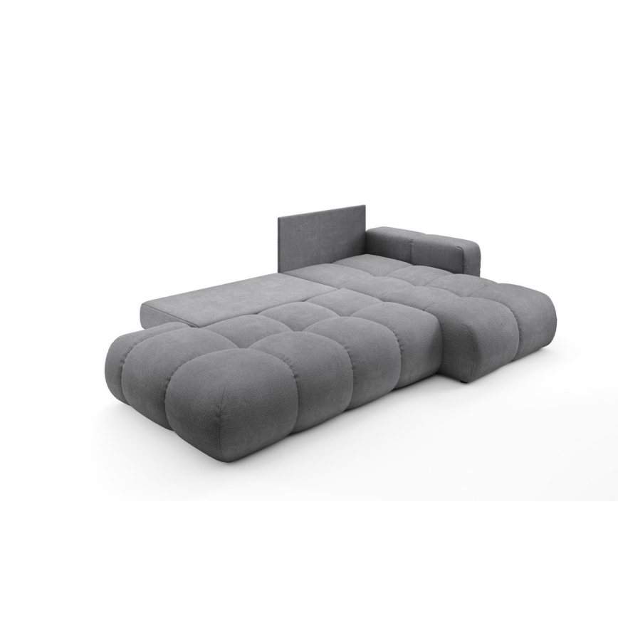 ALMADA Right-hand L-shaped Upholstered Corner Sofa Bed with Storage, Grey