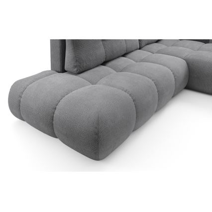 ALMADA Right-hand L-shaped Upholstered Corner Sofa Bed with Storage, Grey