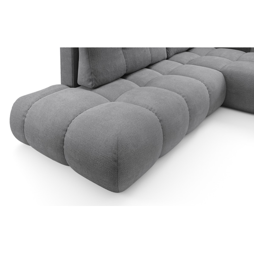 ALMADA Right-hand L-shaped Upholstered Corner Sofa Bed with Storage, Grey
