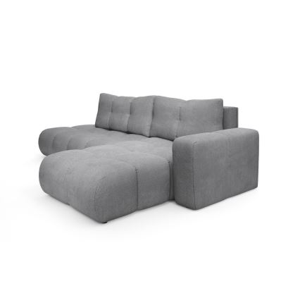 ALMADA Right-hand L-shaped Upholstered Corner Sofa Bed with Storage, Grey