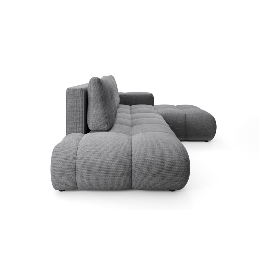 ALMADA Right-hand L-shaped Upholstered Corner Sofa Bed with Storage, Grey