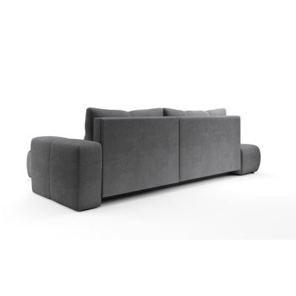 ALMADA Right-hand L-shaped Upholstered Corner Sofa Bed with Storage, Grey