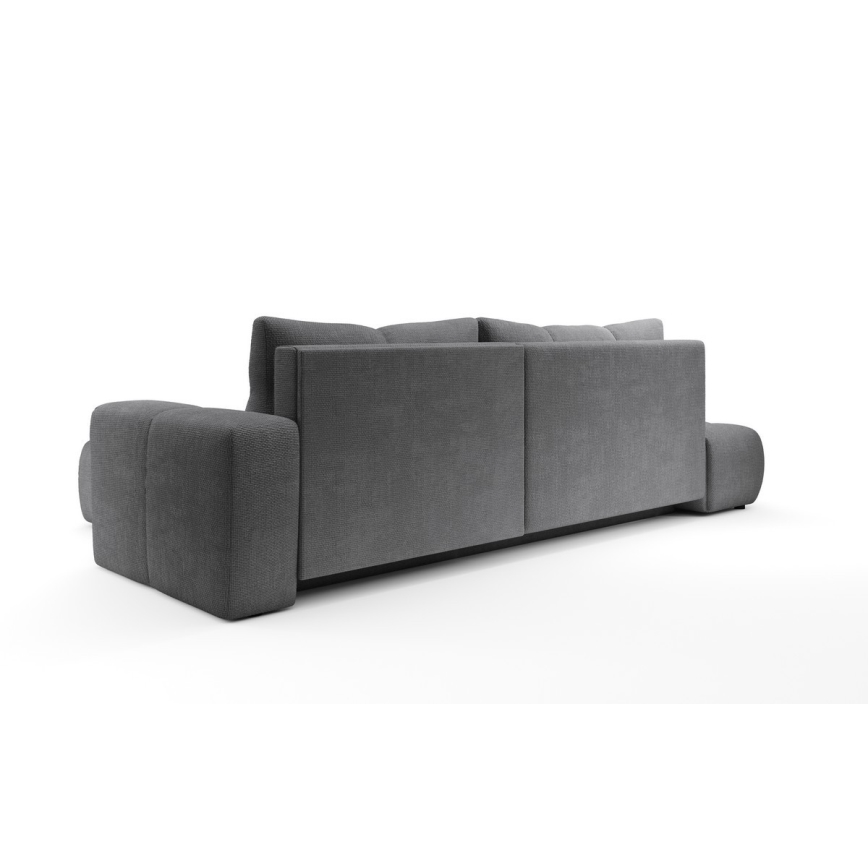 ALMADA Right-hand L-shaped Upholstered Corner Sofa Bed with Storage, Grey