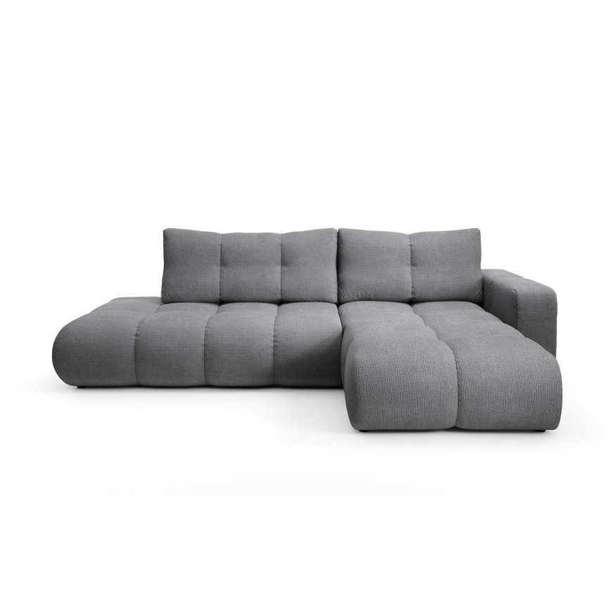 ALMADA Right-hand L-shaped Upholstered Corner Sofa Bed with Storage, Grey
