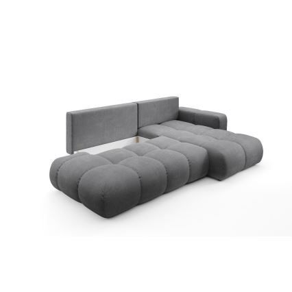 ALMADA Right-hand L-shaped Upholstered Corner Sofa Bed with Storage, Gray
