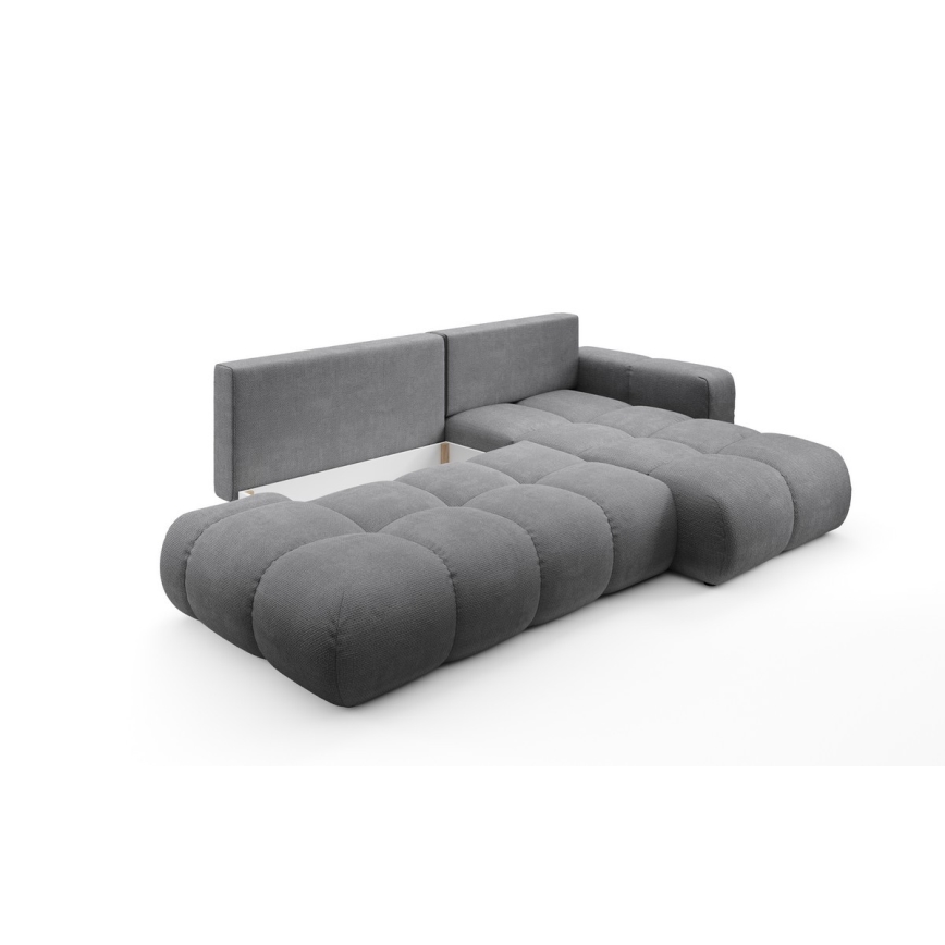 ALMADA Right-hand L-shaped Upholstered Corner Sofa Bed with Storage, Gray