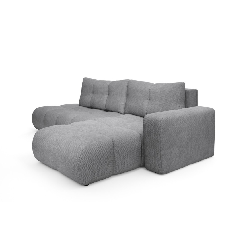ALMADA Right-hand L-shaped Upholstered Corner Sofa Bed with Storage, Gray