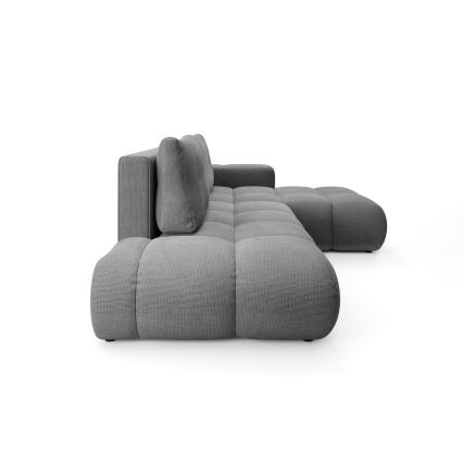 ALMADA Right-hand L-shaped Upholstered Corner Sofa Bed with Storage, Gray