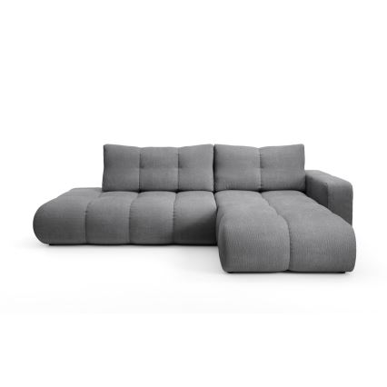 ALMADA Right-hand L-shaped Upholstered Corner Sofa Bed with Storage, Gray