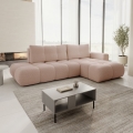 ALMADA Right-hand L-shaped Upholstered Corner Sofa Bed with Storage, Pink