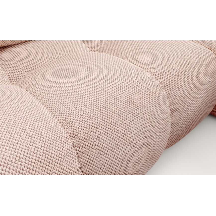 ALMADA Right-hand L-shaped Upholstered Corner Sofa Bed with Storage, Pink