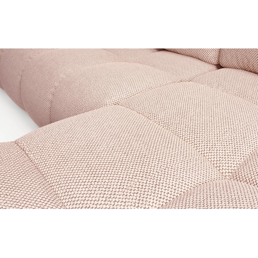 ALMADA Right-hand L-shaped Upholstered Corner Sofa Bed with Storage, Pink