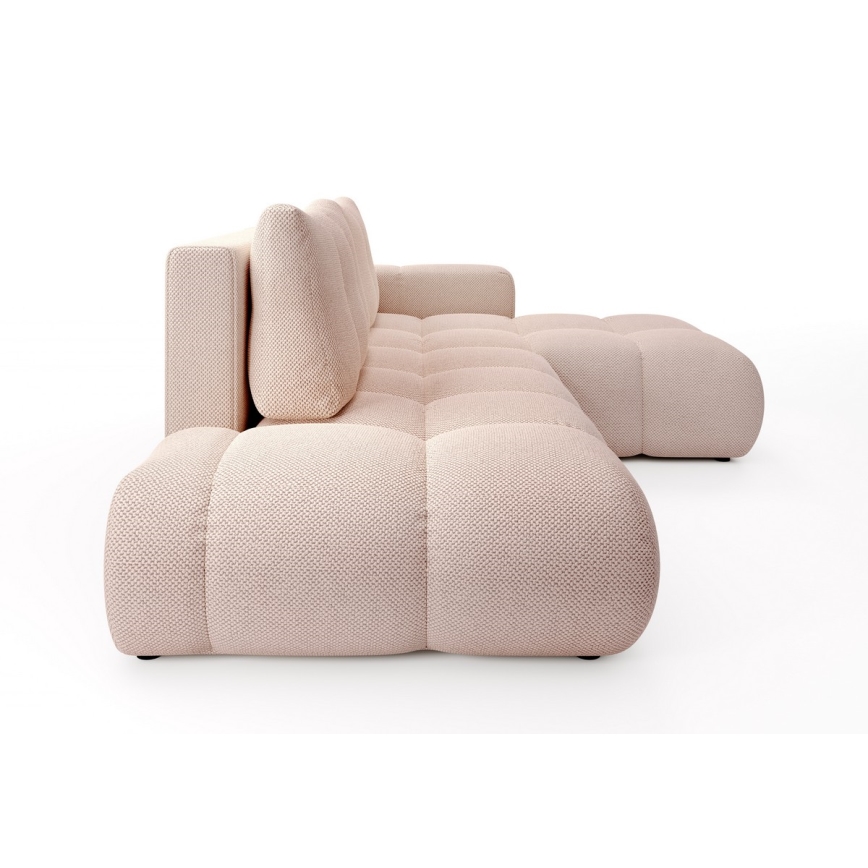 ALMADA Right-hand L-shaped Upholstered Corner Sofa Bed with Storage, Pink