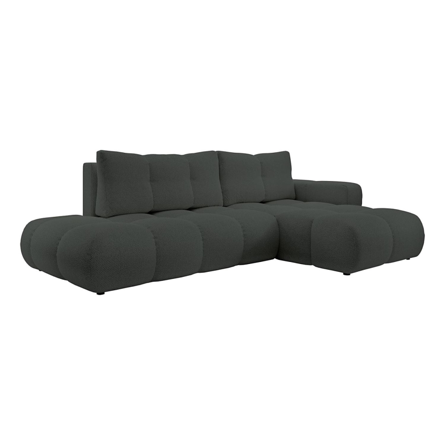 ALMADA Right-hand L-shaped Upholstered Corner Sofa with Pull-out Bed and Storage, Anthracite
