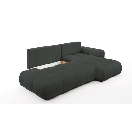 ALMADA Right-hand L-shaped Upholstered Corner Sofa with Pull-out Bed and Storage, Anthracite
