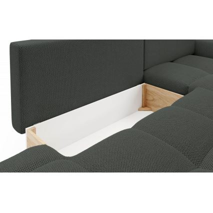 ALMADA Right-hand L-shaped Upholstered Corner Sofa with Pull-out Bed and Storage, Anthracite