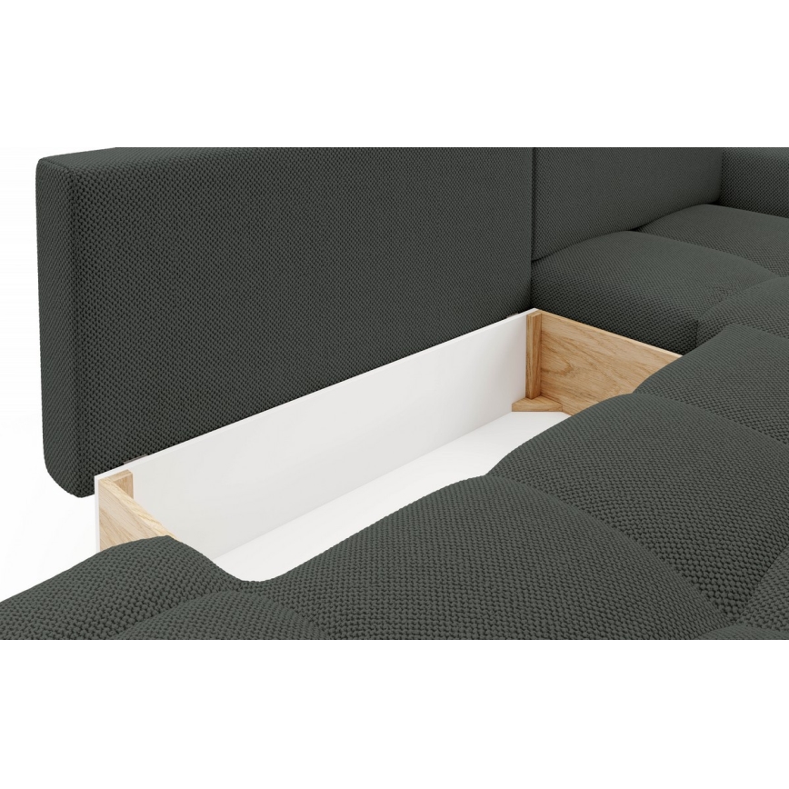 ALMADA Right-hand L-shaped Upholstered Corner Sofa with Pull-out Bed and Storage, Anthracite
