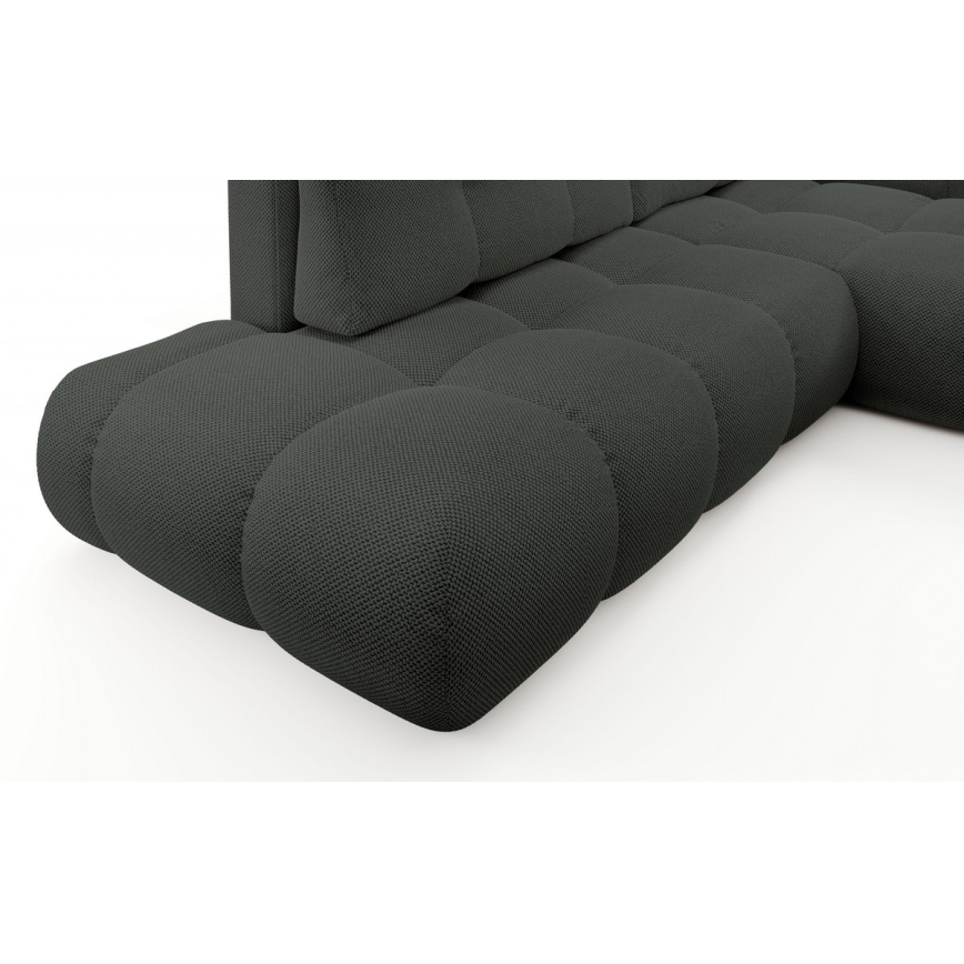 ALMADA Right-hand L-shaped Upholstered Corner Sofa with Pull-out Bed and Storage, Anthracite