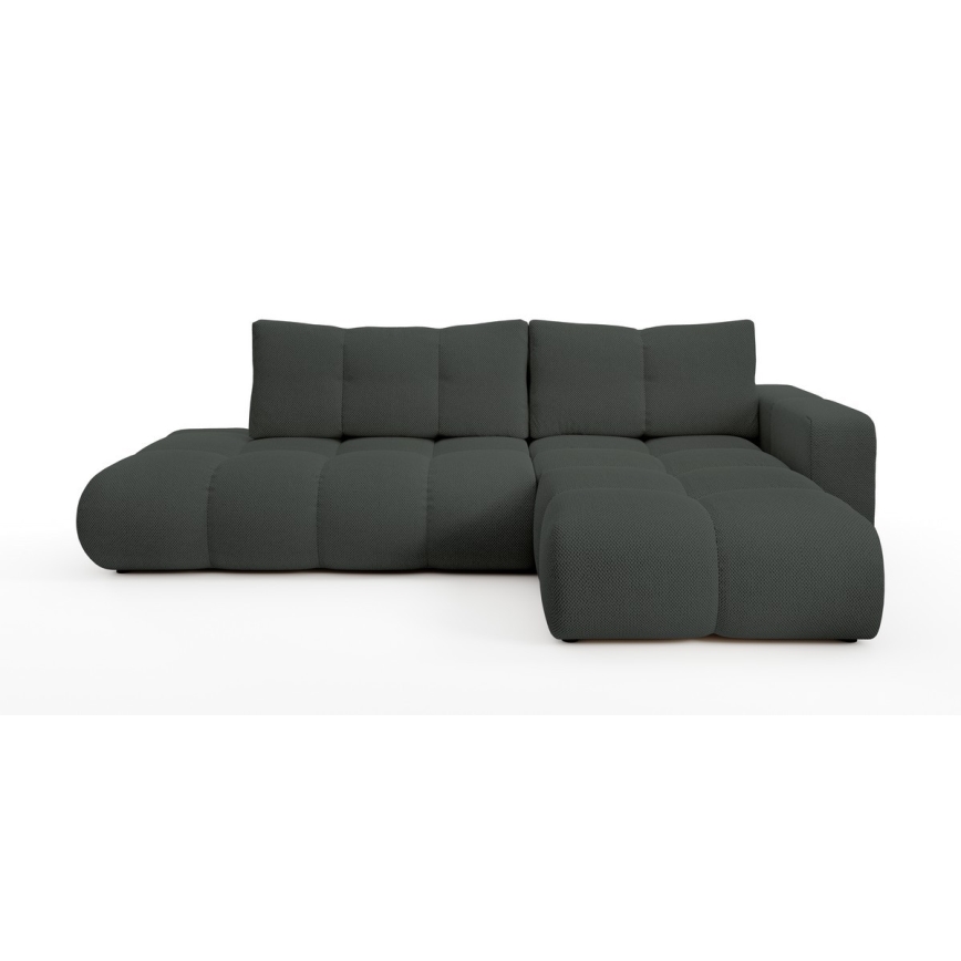 ALMADA Right-hand L-shaped Upholstered Corner Sofa with Pull-out Bed and Storage, Anthracite
