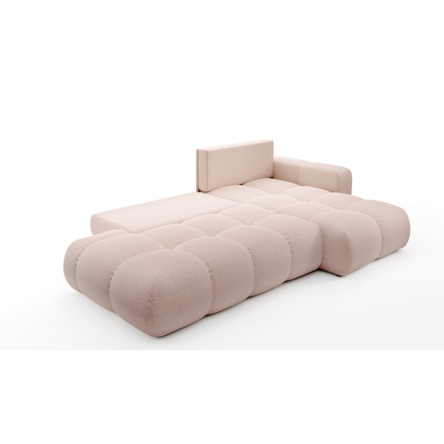 ALMADA Right-Hand L-Shaped Upholstered Sofa Bed with Storage — Pink