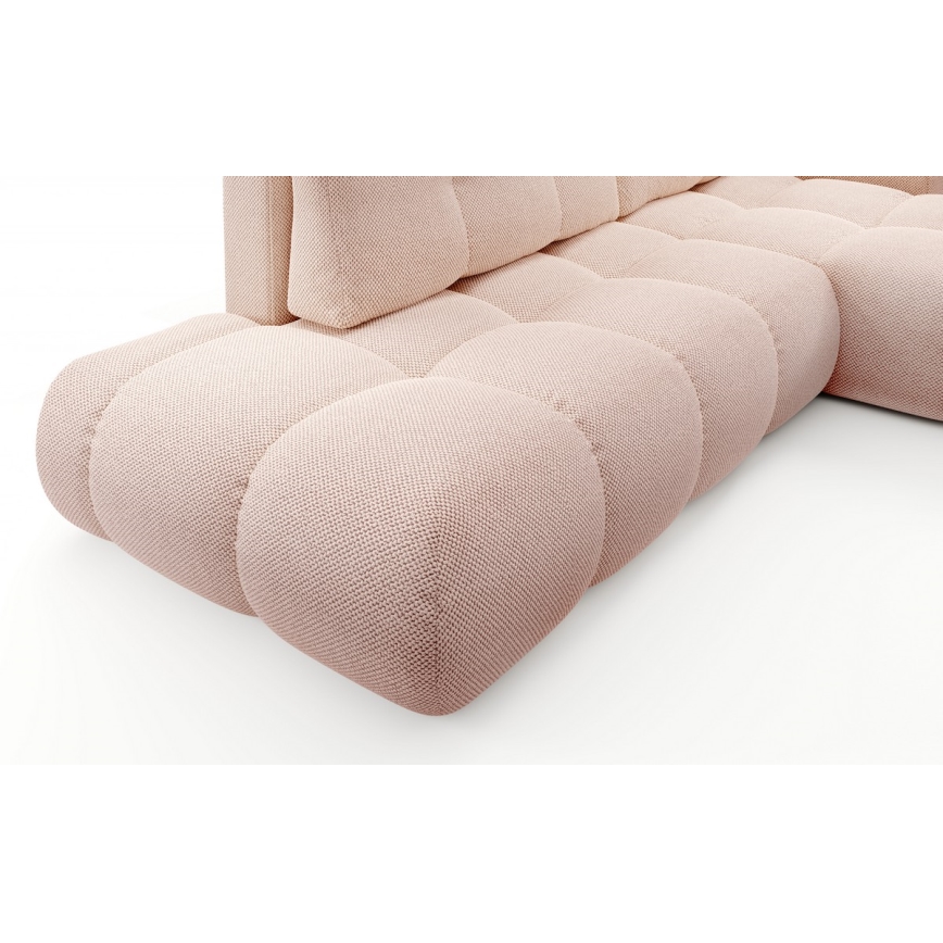 ALMADA Right-Hand L-Shaped Upholstered Sofa Bed with Storage — Pink