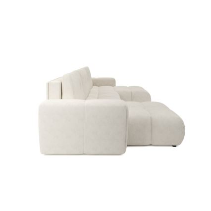 ALMADA U-shaped upholstered sectional with storage and pull-out bed, beige