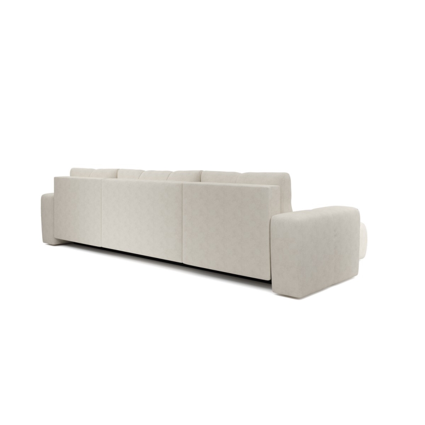 ALMADA U-shaped upholstered sectional with storage and pull-out bed, beige