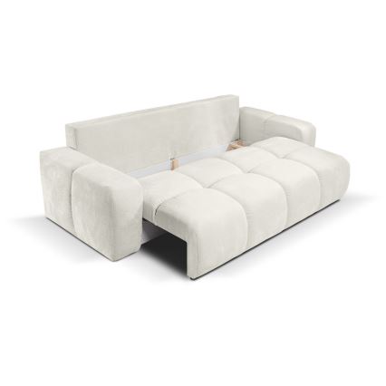 ALMADA Upholstered 3-Seater Sofa Bed with Storage, Beige