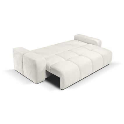 ALMADA Upholstered 3-Seater Sofa Bed with Storage, Beige