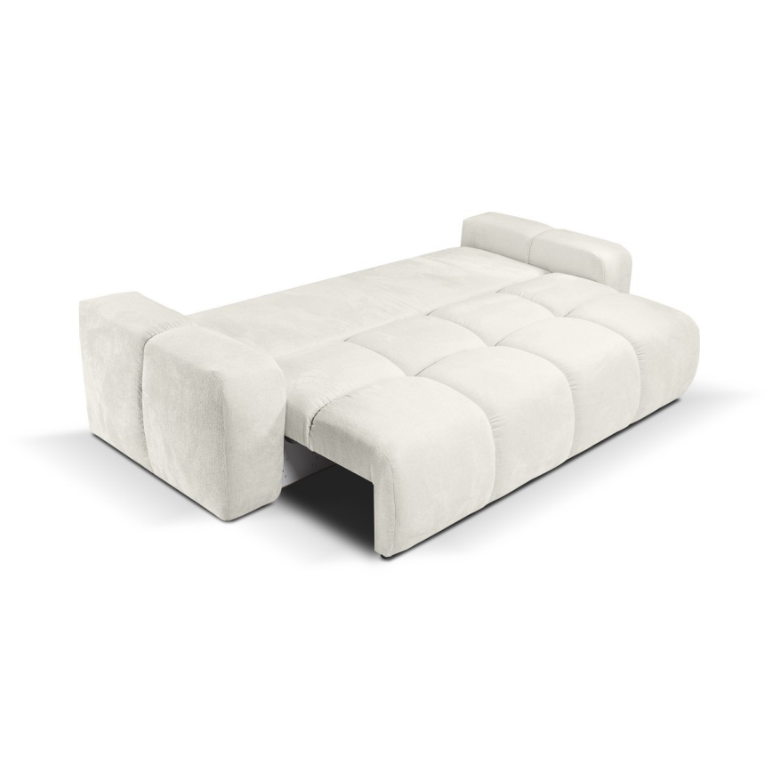 ALMADA Upholstered 3-Seater Sofa Bed with Storage, Beige
