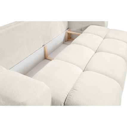 ALMADA Upholstered 3-Seater Sofa Bed with Storage, Beige