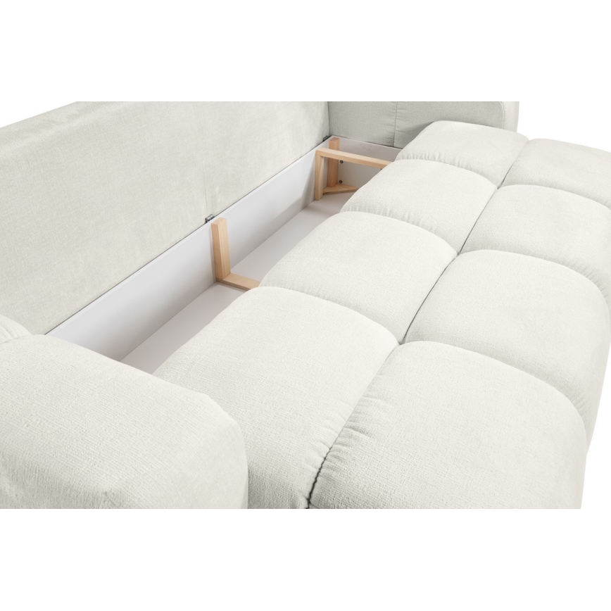 ALMADA Upholstered 3-Seater Sofa Bed with Storage, Beige
