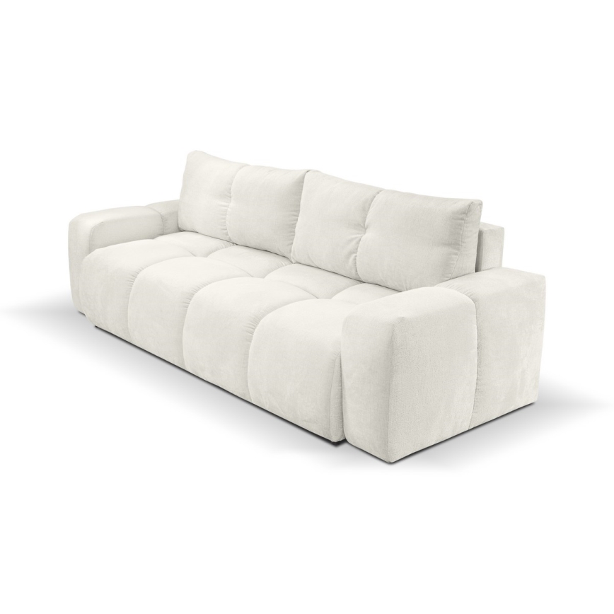 ALMADA Upholstered 3-Seater Sofa Bed with Storage, Beige