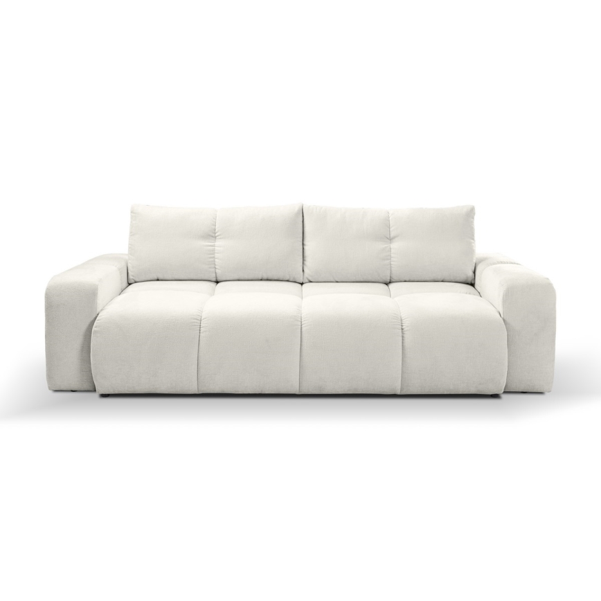 ALMADA Upholstered 3-Seater Sofa Bed with Storage, Beige
