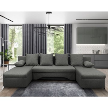 ALMEIDA Anthracite Reversible U-Shaped Corner Sectional with Pull-Out Bed and Storage
