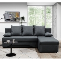 ALMEIDA Reversible L-shaped Corner Sofa Bed with Storage, Anthracite