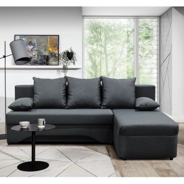 ALMEIDA Reversible L-shaped Corner Sofa Bed with Storage, Anthracite