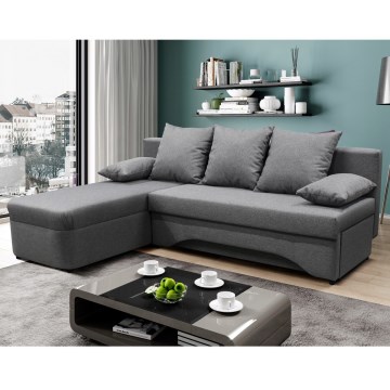 ALMEIDA Reversible L-Shaped Corner Sofa Bed with Storage, Gray