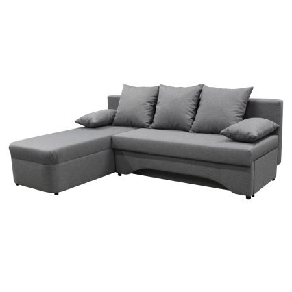 ALMEIDA Reversible L-Shaped Corner Sofa Bed with Storage, Gray