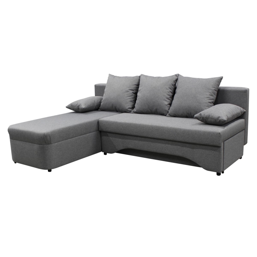 ALMEIDA Reversible L-Shaped Corner Sofa Bed with Storage, Gray