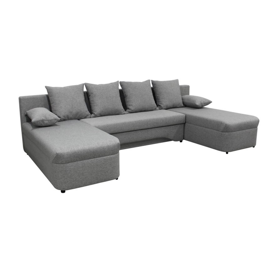 ALMEIDA Reversible U-Shaped Corner Sofa Bed with Storage, Grey