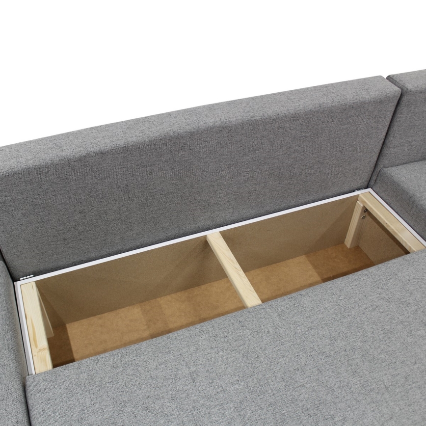 ALMEIDA Reversible U-Shaped Corner Sofa Bed with Storage, Grey