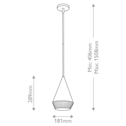 Alora Mood - DAPHNE Rod-mounted pendant lamp, 1x E27/60W/230V, Ø 18.1 cm, Black/Brown