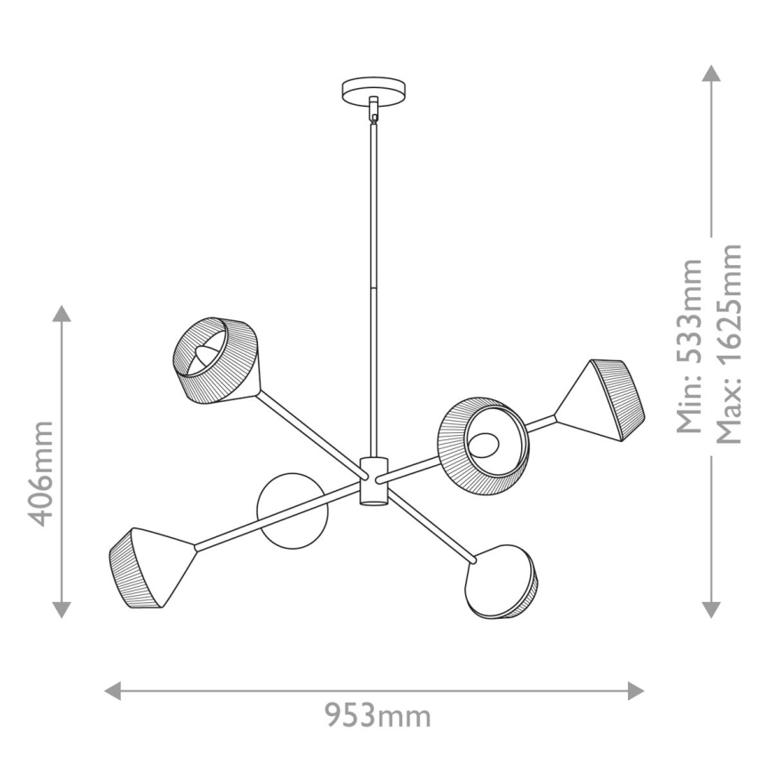 Alora Mood - DAPHNE Rod-Mounted Chandelier 6xE14/40W/230V Black/Brown